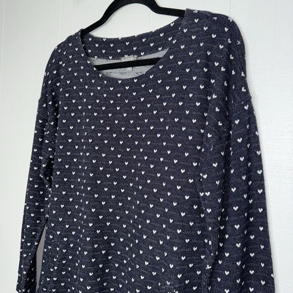 T By Talbots Women’s Heart Print Knit Sweater Blue Size Large - Picture 3 of 6